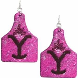 NEW WHOLESALE ACCESSORY MARKET women's cowhide yellowstone cattle tag earrings i